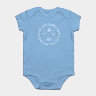 Save The Bees Plant More Trees Clean The Seas - Earth Day Shirt Baby Bodysuit